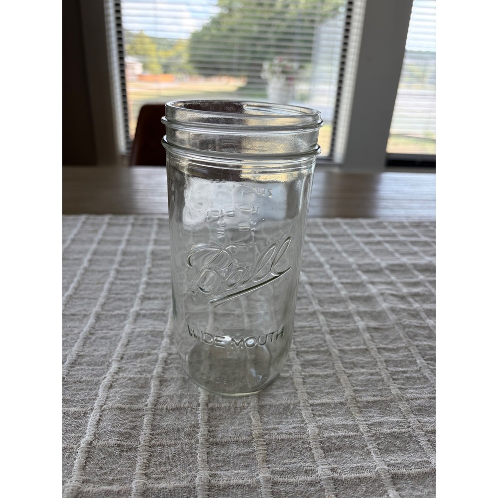 Ball Wide Mouth 24oz Glass Mason Jar Clear Freezing Fill Line Made in USA